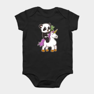 Panda Riding Unicorn Cute Magical Baby Bodysuit